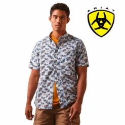 ARIAT Men's Palm Waves Stretch Modern Fit Shirt 10043706