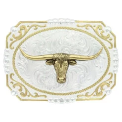 Montana Silversmiths Two-Tone Cowboy Cameo With Longhorn 25815-767