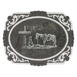 Montana Silversmiths MONTANA SILBVERSMITH Mens' Gunmetal Cameo Filigree With Cowboy 25815SB-731