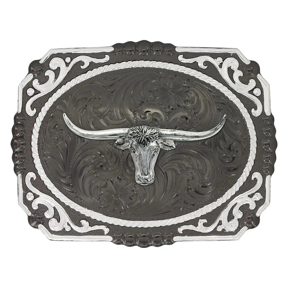 Montana Silversmiths MONTANA SILVERSMITH Men's Gunmetal Cameo Longhorn 25815SB-767M 1 Montana Silversmiths MONTANA SILVERSMITH Men's Gunmetal Cameo Longhorn 25815SB-767M