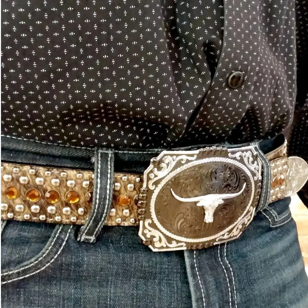 Montana Silversmiths MONTANA SILVERSMITH Men's Gunmetal Cameo Longhorn 25815SB-767M 4 Montana Silversmiths MONTANA SILVERSMITH Men's Gunmetal Cameo Longhorn 25815SB-767M - Image 4
