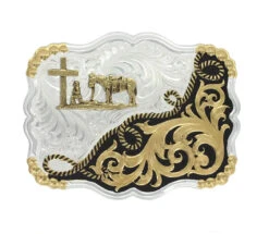 Montana Silversmiths MONTANA SILVERSMITH Men's 2T Rope Christian Cowboy Buckle 35410YG-731M