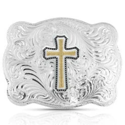 Montana Silversmiths MONTANA SILVER Scalopped Silver Golden Faith Buckle 3615-929XL
