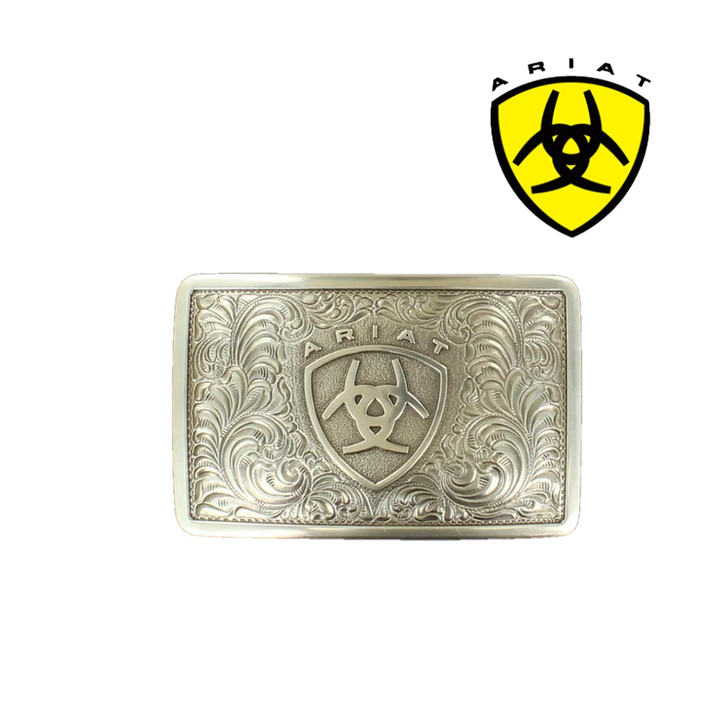 ARIAT Men's Antique Silver Rectangle Belt Buckle A37002 1 ARIAT Men's Antique Silver Rectangle Belt Buckle A37002