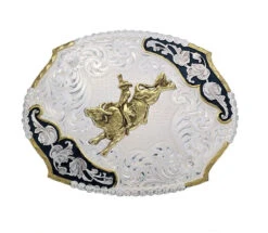 Montana Silversmiths MONTANA SILVERSMITH Western Belt Buckle With Bull Rider 3810-528-BK