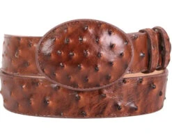 EL GENERAL Men's Western Ostrich Print Belt 42005