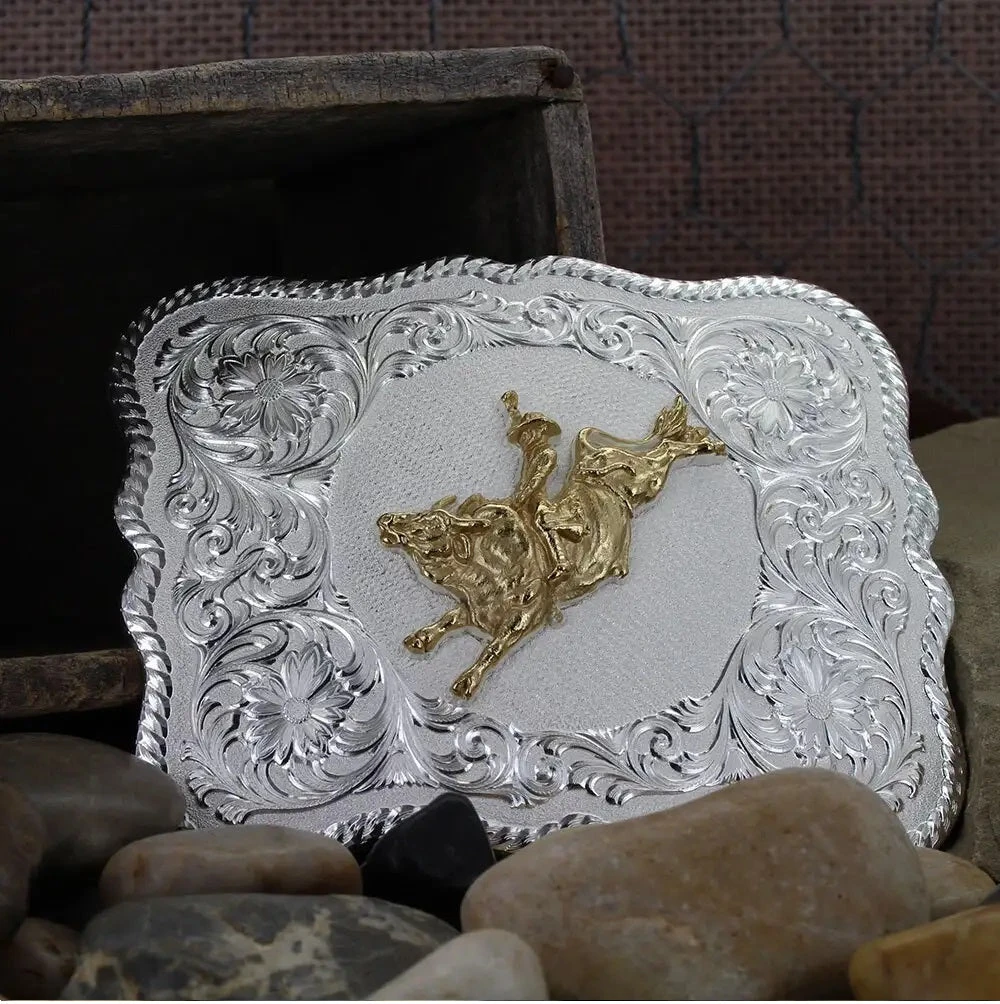 Montana Silversmiths MONTANA SILVERSMITH Men's Silver Western Bull Rider 61669-528 3 Montana Silversmiths MONTANA SILVERSMITH Men's Silver Western Bull Rider 61669-528 - Image 3
