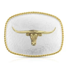Montana Silversmiths MONTANA SILVERSMITH Men's Longhorn Buckle 6509-767M