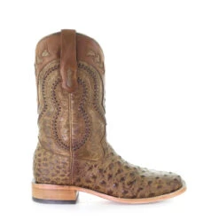 CORRAL BOOTS Men's Ostrich Overlay & Embroidery A4008 -Western Fashion Shoes A4008A