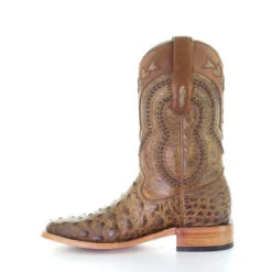 CORRAL BOOTS Men's Ostrich Overlay & Embroidery A4008 -Western Fashion Shoes A4008 Side