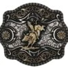 Montana Silversmiths MONTANA Men's A-Blaze Filigree Framed Bull Rider Attitude Belt Buckle A886