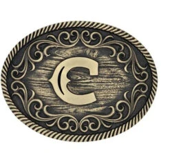 Montana Silversmiths MONTANA SILVERSMITH Men's Filigree Initial Attitude Belt Buckle A915C