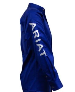 ARIAT Men's Team Logo Twill Fitted LS Shirt 10034232 -Western Fashion Shoes Ariat BLUE 02