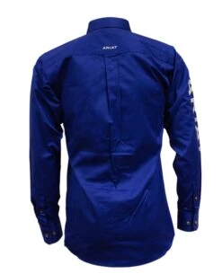 ARIAT Men's Team Logo Twill Fitted LS Shirt 10034232 -Western Fashion Shoes Ariat BLUE 03