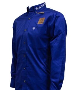 ARIAT Men's Team Logo Twill Fitted LS Shirt 10034232 -Western Fashion Shoes Ariat BLUE 04